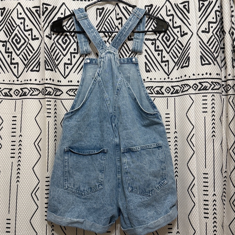 SHEIN Light Blue Denim Overall Shorts - Picture 2 of 2